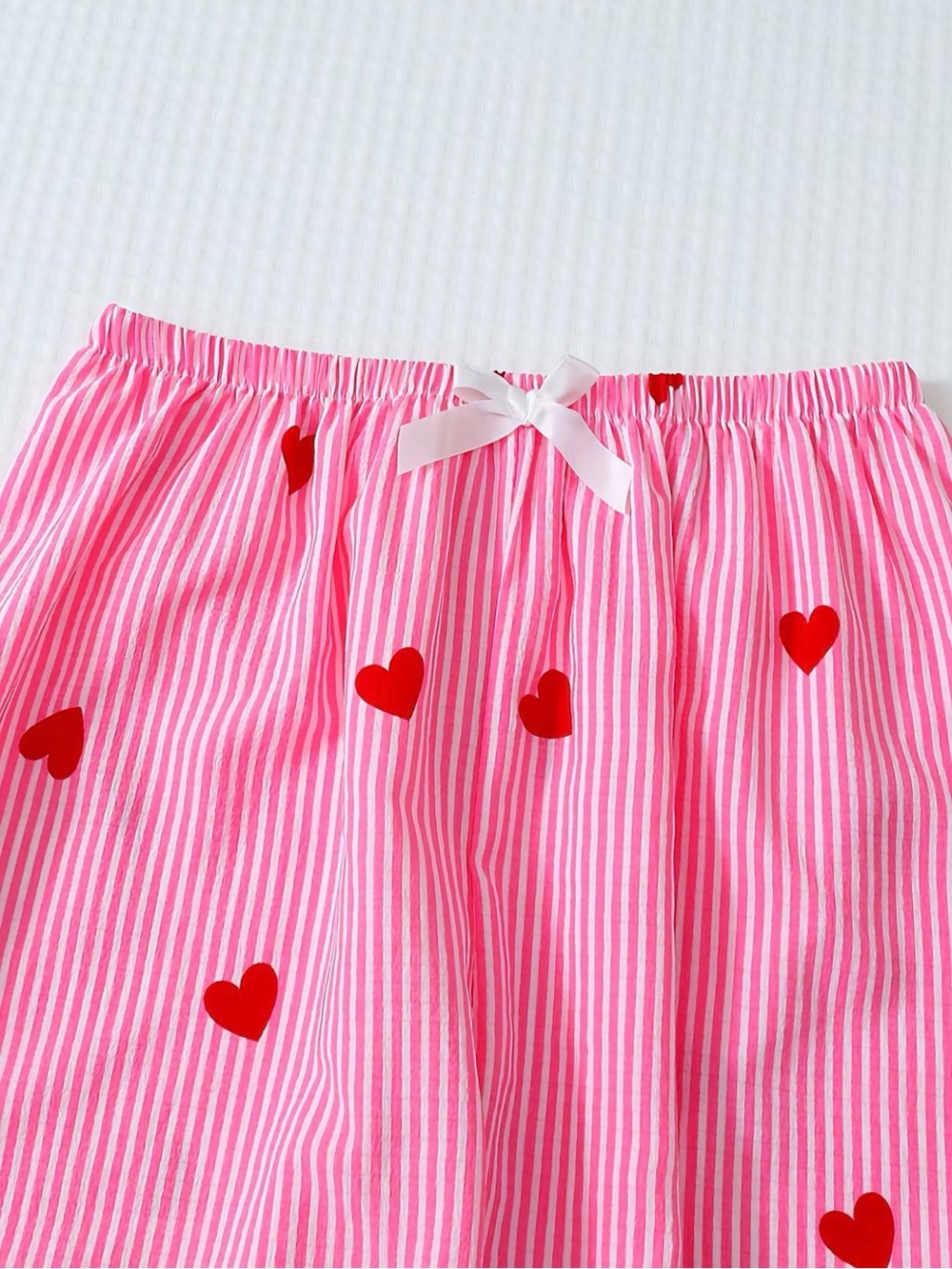 Pink Striped Heart Pajama Set — Red Heart Print - Picture 4 of 4